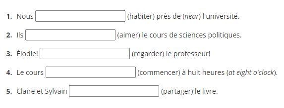 Complete the sentences with the correct present tense forms of the verbs in parentheses-example-1