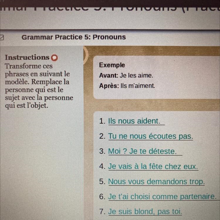 Instructions Transforme ces phrases en suivant le modèle. Remplace la personne qui-example-1