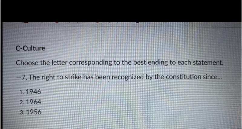 The right to strike has been recognized by the constitution since….-example-1