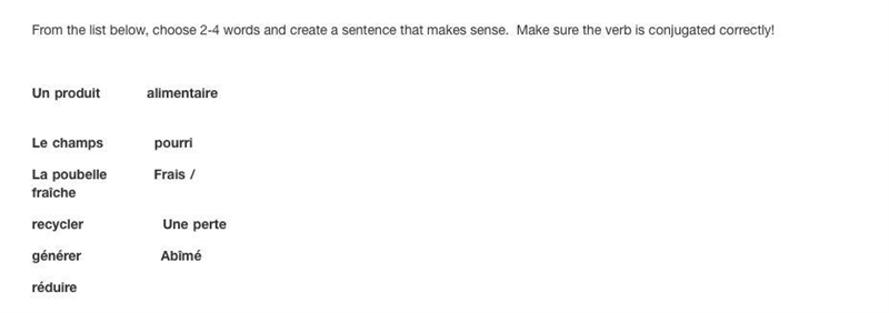Make a sentence using 2- 4 of these French words-example-1