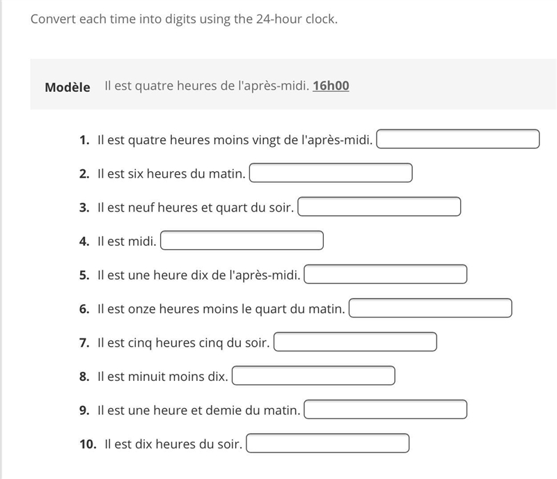 Convert each time into digits using the 24-hour clock. Pls Help-example-1