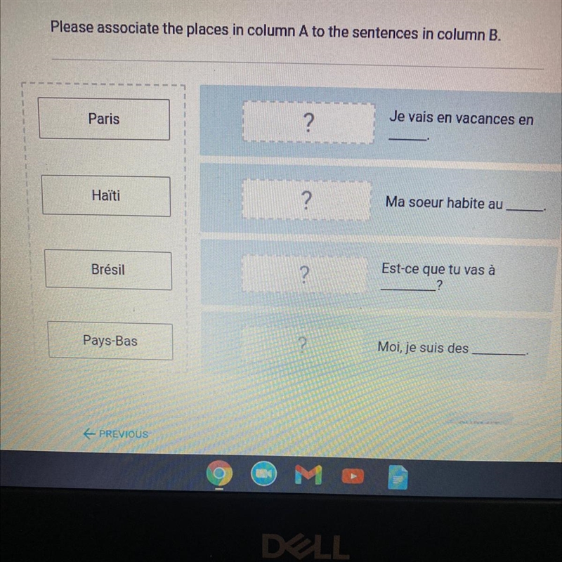 Please associate the places in column A to the sentences in column B.-example-1