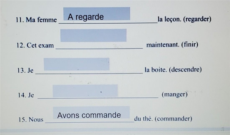 Regular passe Compose practice whats 12, 13, and 14​-example-1