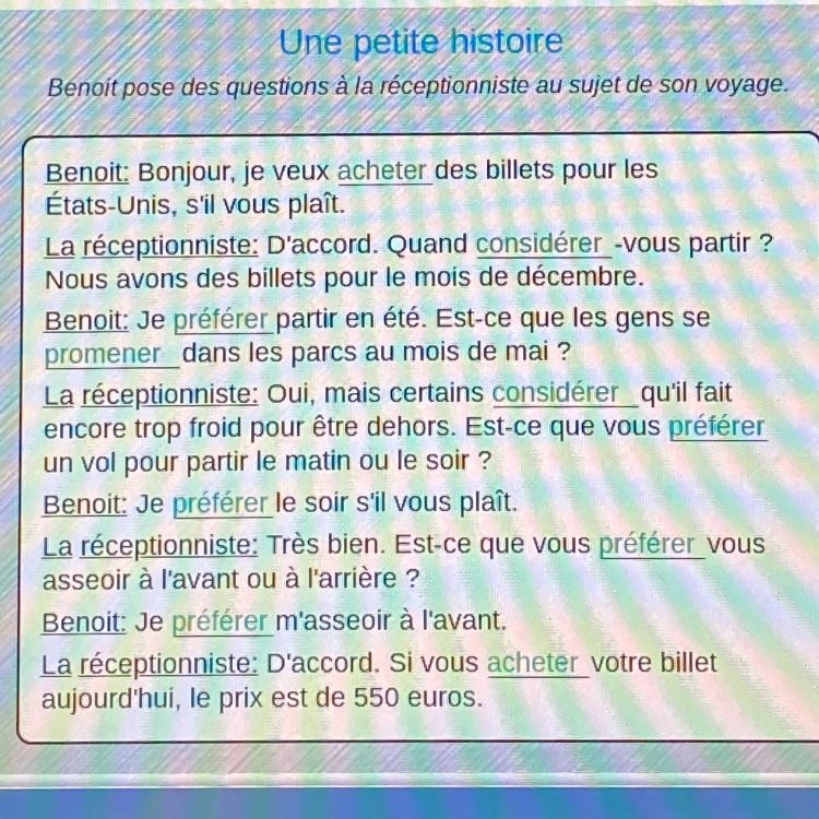 -FRENCH- (Instructions) Complete the passage by typing the correct conjugation of-example-1