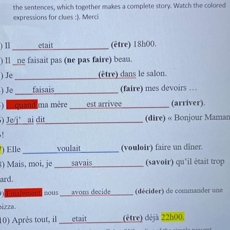 can someone tell me the correct past tense form of the verbs in parentheses for the-example-1