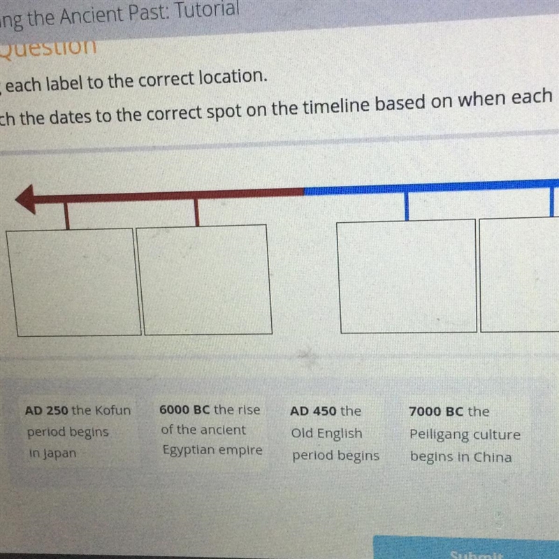 Math the dates to the correct spot on the timeline based on when each event occurred-example-1