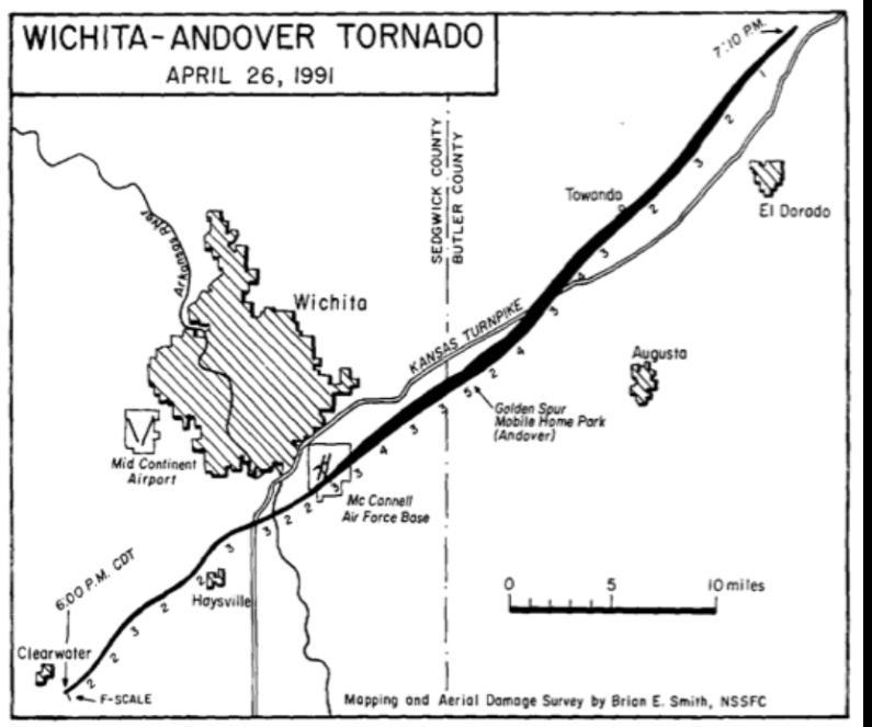 1 . For how long a time period was the tornado on the ground?-example-1