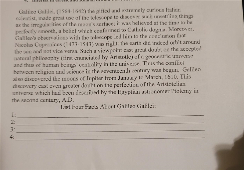 List Four Facts About Galileo Galilei:​-example-1