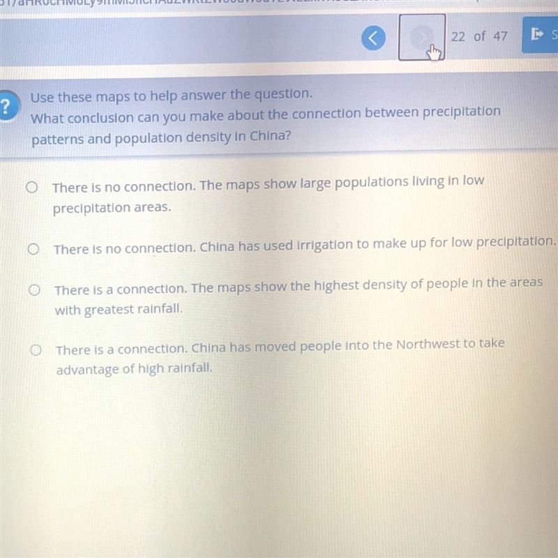 HELP ASAP!!!! What conclusion can you make about the connection between precipitation-example-1