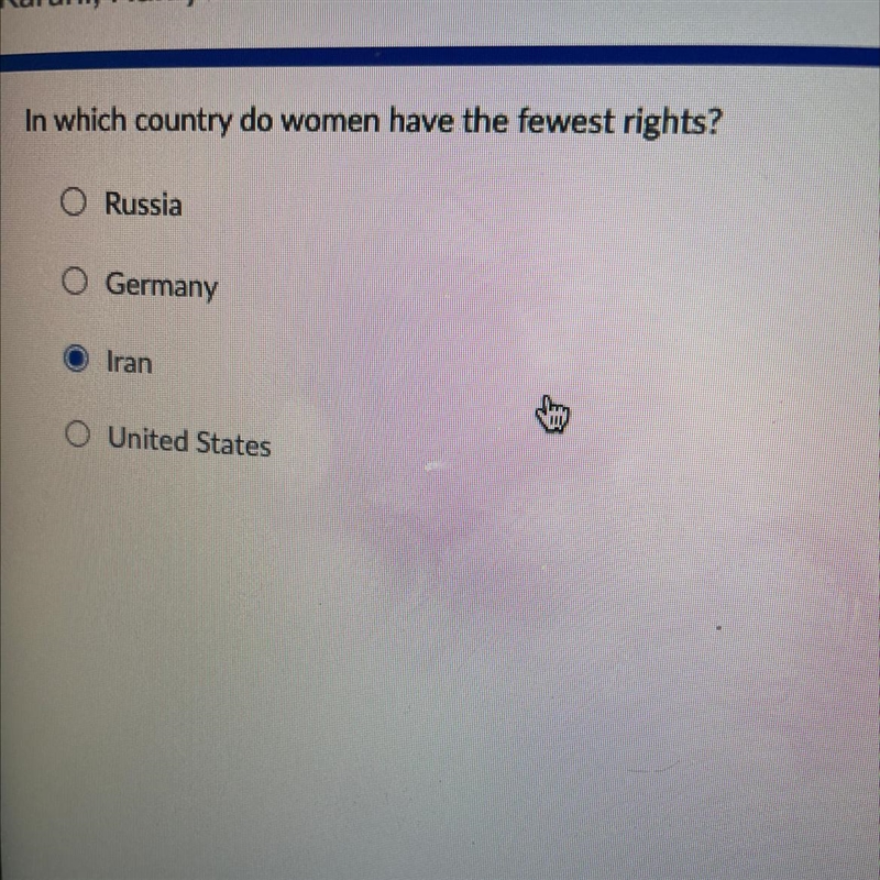 In which country do women have the fewest rights?-example-1