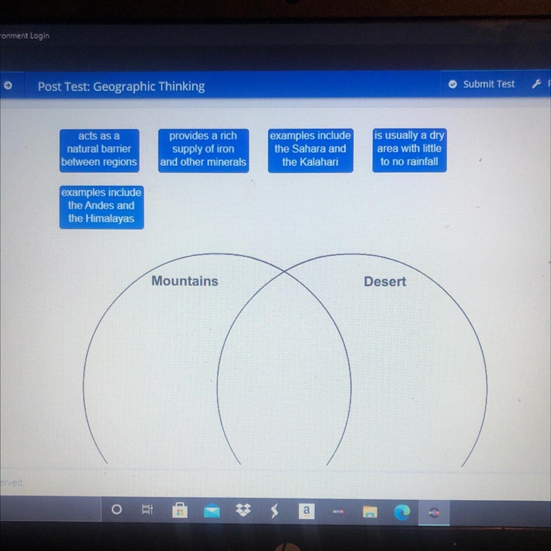 Decide whether each characteristic describes mountains, deserts or both-example-1