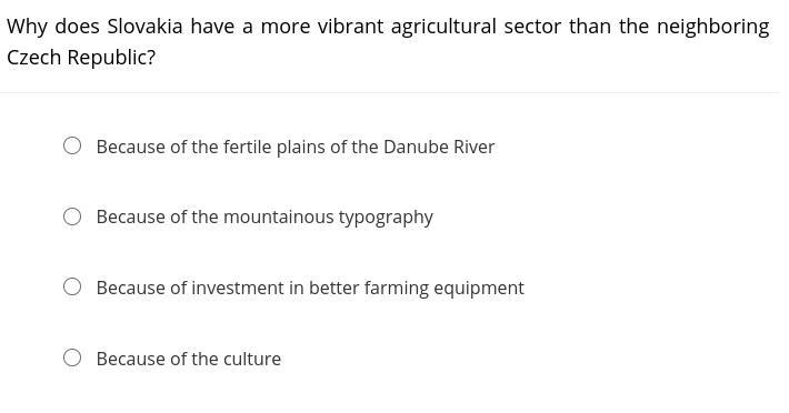 Why does Slovakia have a more vibrant agricultural sector than the neighboring Czech-example-1