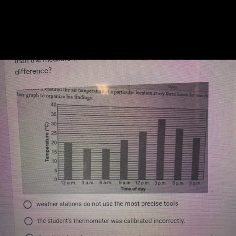 14. A student measured the air temperature at a particular location every three hours-example-1