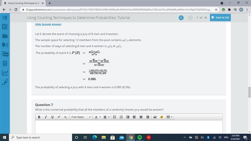 Question 6 What is the numerical probability that a randomly selected jury consists-example-1