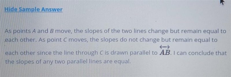 How does the slop of AB compare with the slope of the parallel line as you move points-example-1