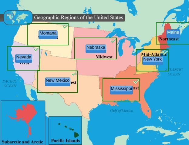 Identify the geographic region that each state belongs to. -Montana -New York - Mississippi-example-1