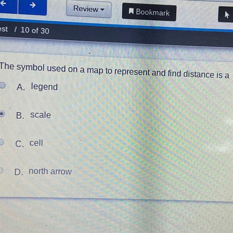 The symbol used on a map to represent and find distance is a-example-1