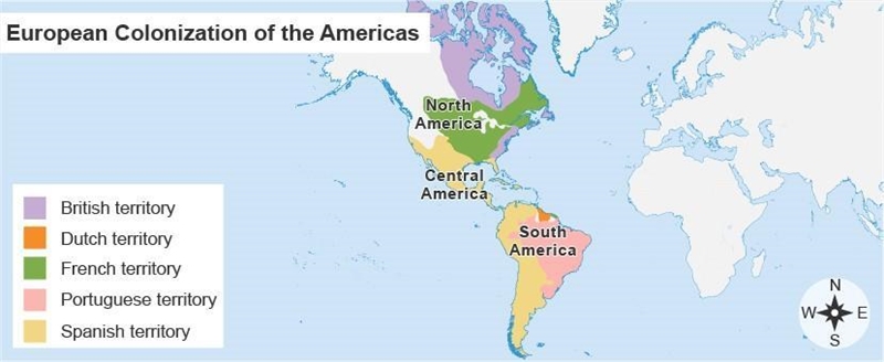 Review the map. Which group had the most settlements in Central America? the British-example-1