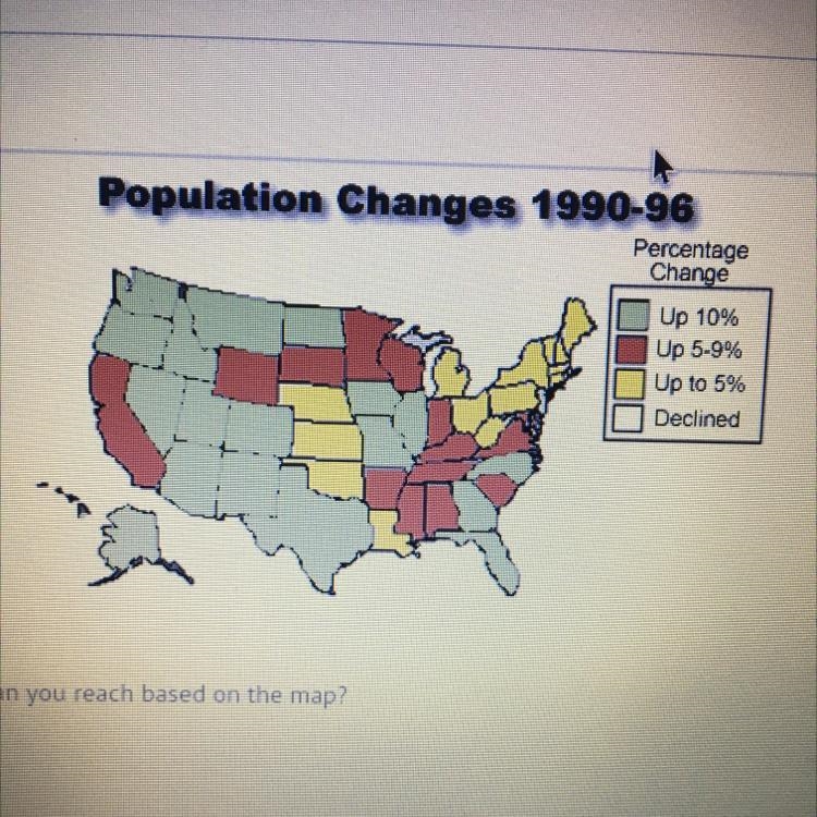 Which of these conclusions can you reach based on the map? A) The population of the-example-1