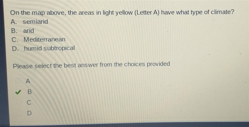 Here is the CORRECT answer to all you guys answering with semiarid​-example-1