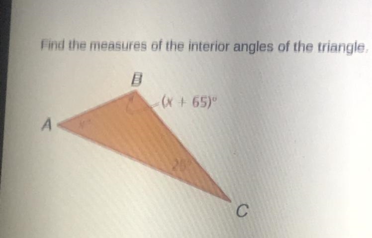 Find the measures of the interior angles of the triangle.-example-1