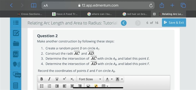 Make another construction by following these steps: Create a random point D on circle-example-1