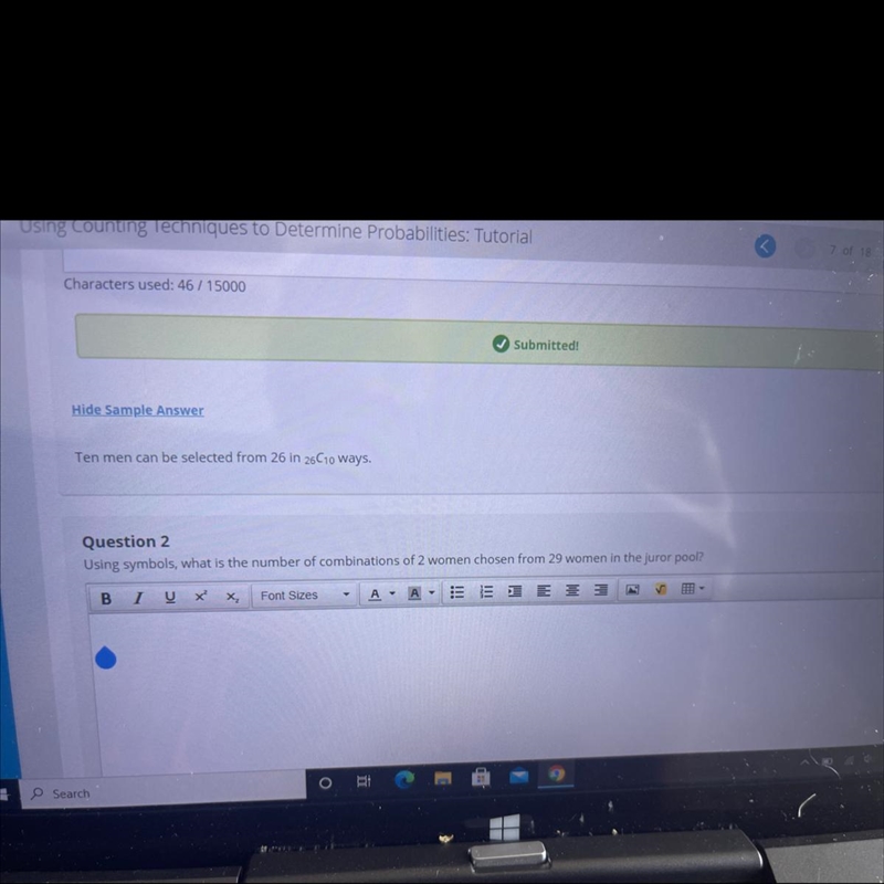 Question 2 Using symbols, what is the number of combinations of 2 women chosen from-example-1