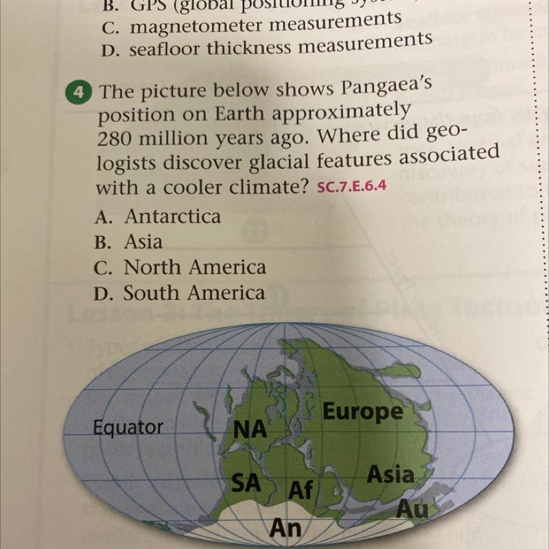 The picture below shows Pangaea's position on Earth approximately 280 million years-example-1