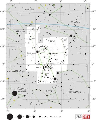 This is a star map of the constellation Orion. It represents part of the celestial-example-1