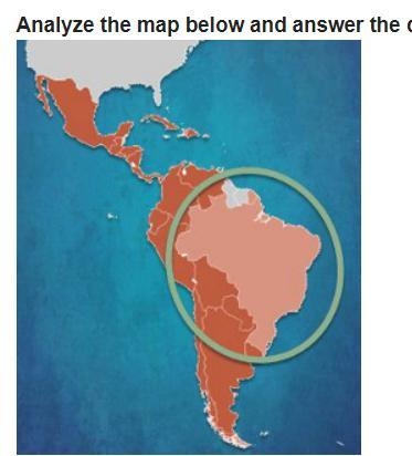 Which country colonized the region that is highlighted and circled on the map above-example-1