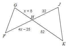 If ΔFGH ~ ΔKJH, find x.-example-1