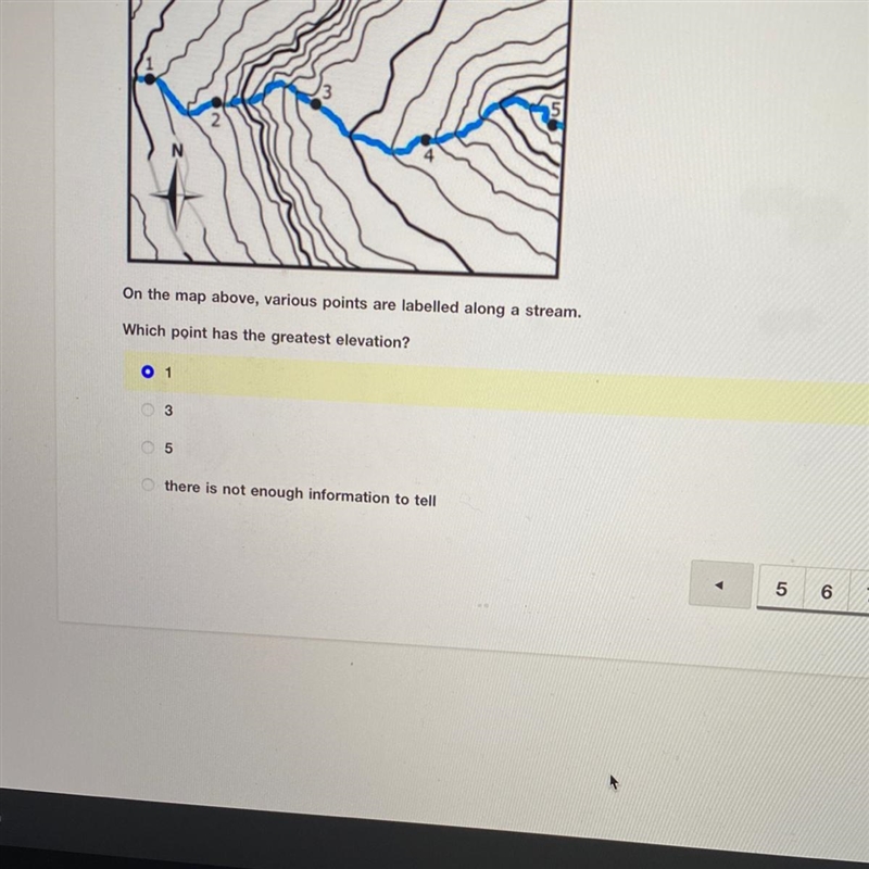 On the map above, various points are labelled along a stream. Which has the greatest-example-1