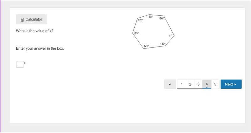 What is the value of x? Enter your answer in the box. ___°-example-1