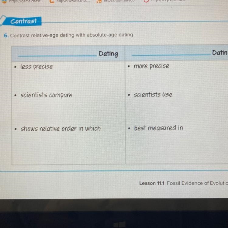 Contrast relative-age dating with absolute-age dating.-example-1