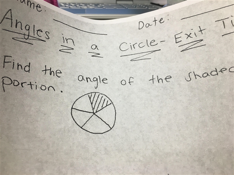 Find the angle of the shaded portion: 1/5-example-1