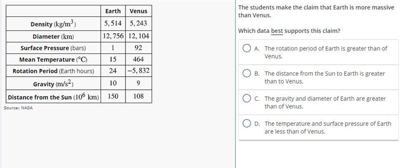 Does anybody know? help me pls About earth and venus-example-1