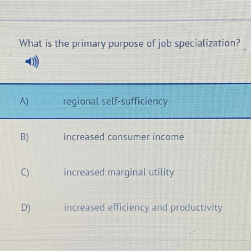 What is the primary purpose of job specialization?-example-1