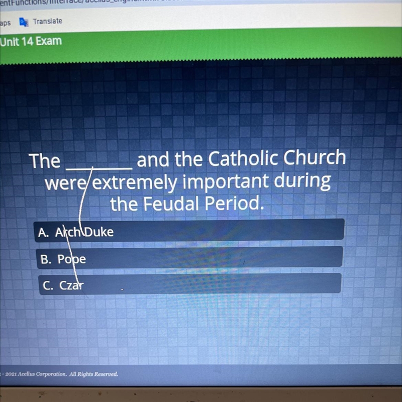 The and the Catholic Church were extremely important during the Feudal Period. A. Altch-example-1