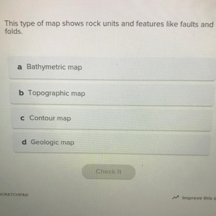 (PLEASE HELP ME ASAP ‼️‼️‼️)This type of map shows rock units and features like faults-example-1