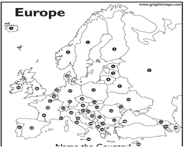 Identify and label the following 49 countries of Europe: Countries with an * next-example-2