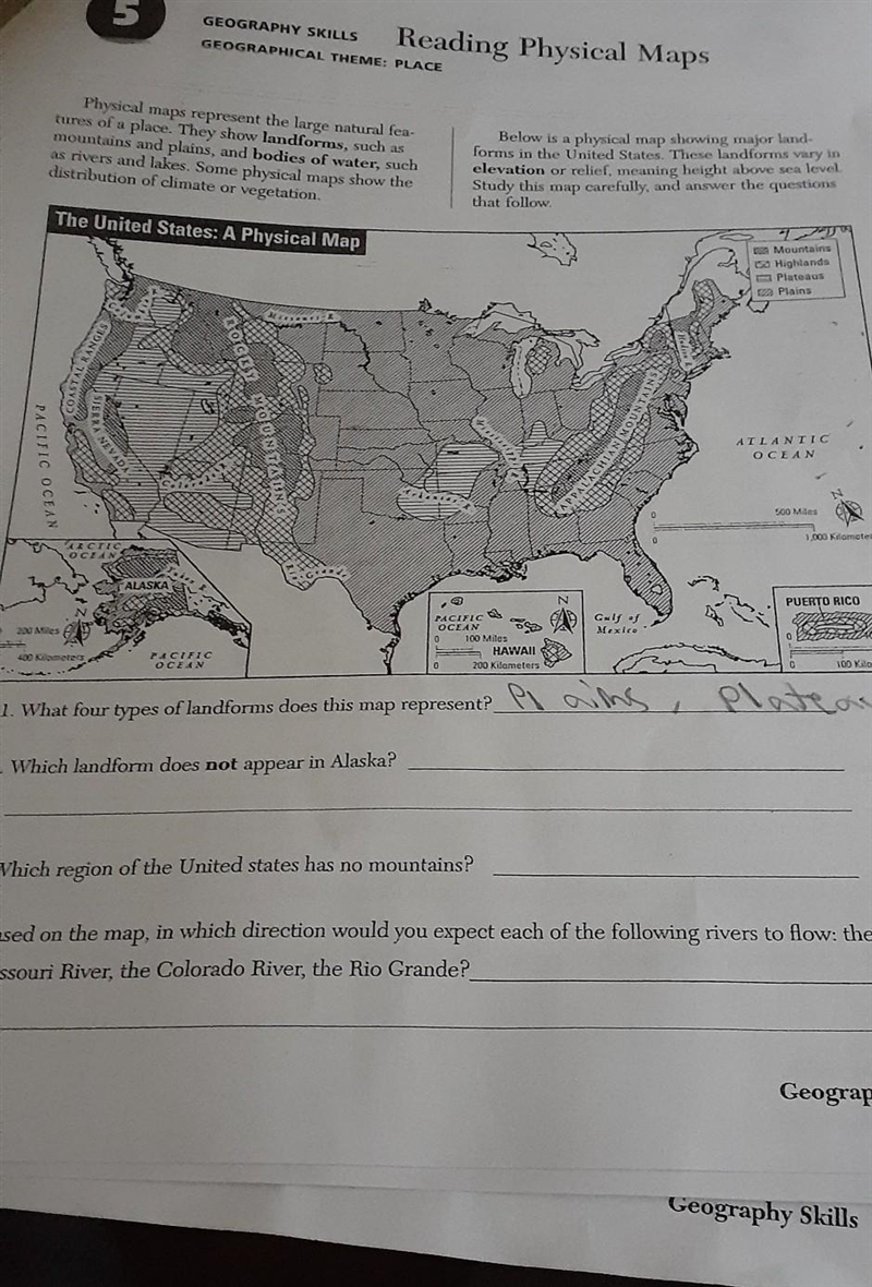 Which landform does not appear in Alaska?​-example-1