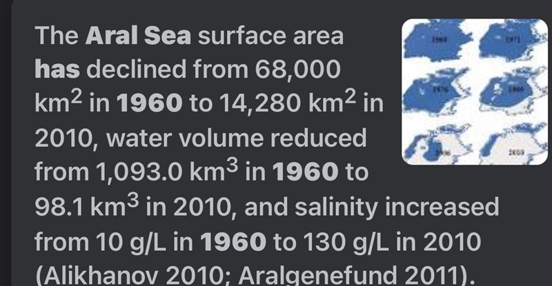 How has the Aral Sea changed since 1960?-example-1