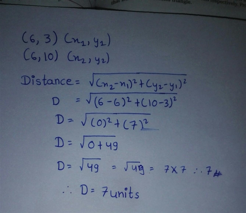 The distance between (6,3) and (6,10)-example-1