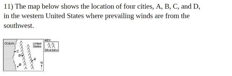 The map below shows the location of four cities, A, B, C, and D, in the western United-example-1