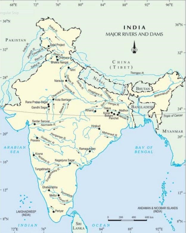 Draw water dams of India on the Indian map. ​-example-1