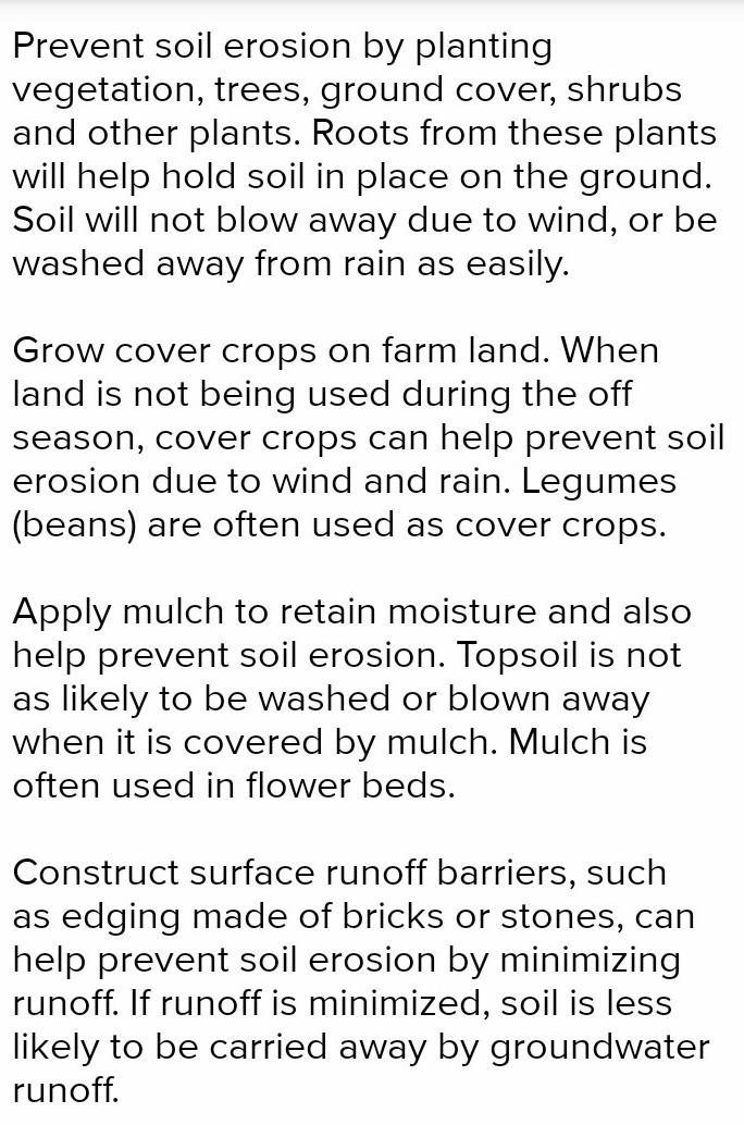 Give solutions to prevent landslide and soil erosion using the concept of how nature-example-1