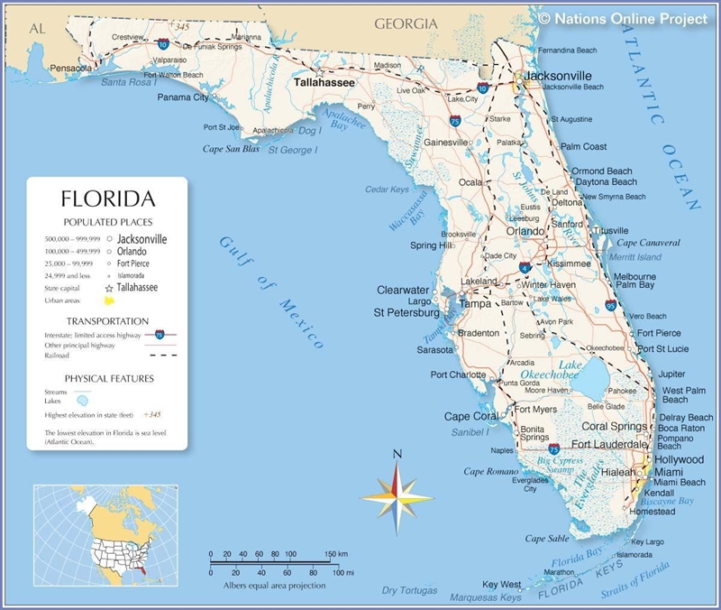 Map . florida and mexico-example-2