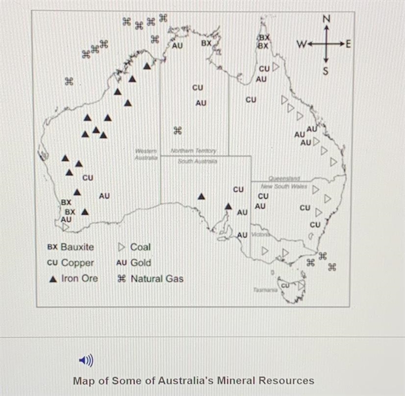 What conclusion can be made based on this map? A) Most iron ore is found in the west-example-1