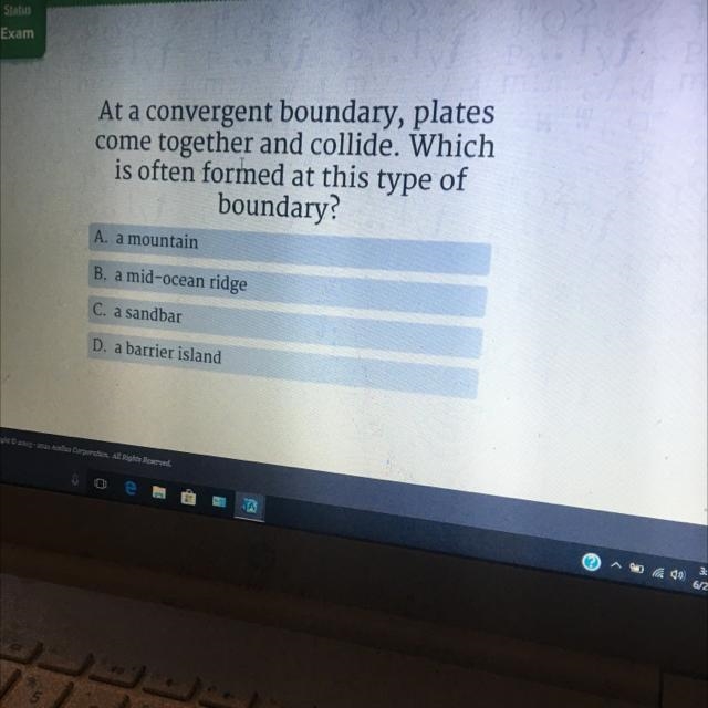 At a convergent boundary, plates come together and collide. Which is often formed-example-1