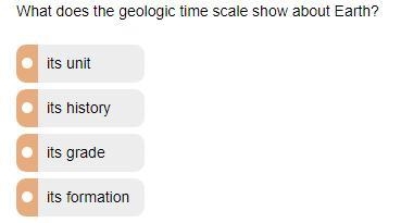 What does the geologic time scale show about Earth? 1. its unit 2. its history 3. its-example-1